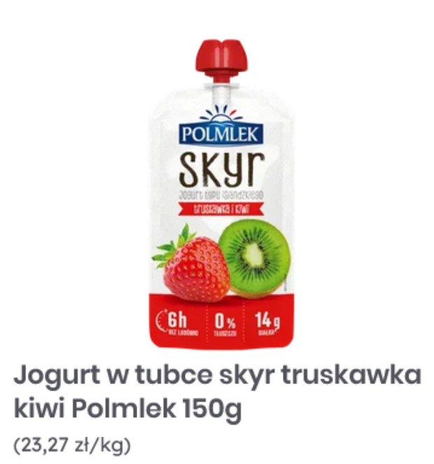 Jogurt w tubce skyr truskawka kiwi Polmlek
