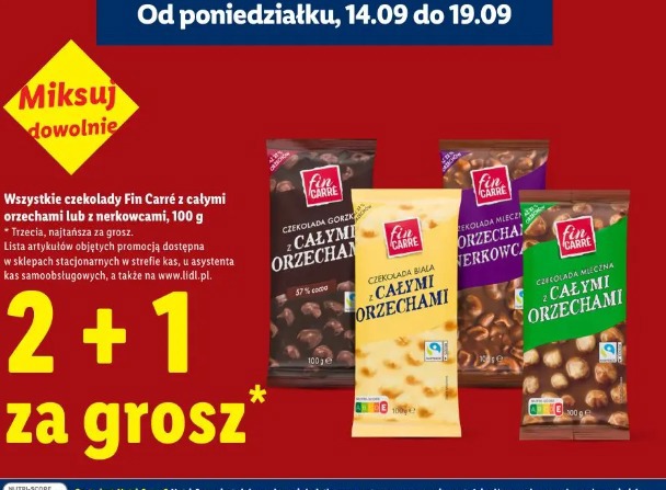 Fin Carré czekolada z całymi orzechami lub z nerkowcami