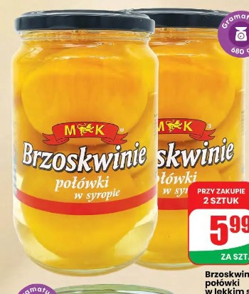 Brzoskwinie połówki w lekkim syropie MK