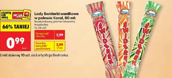 Lody Świderki waniliowe w polewie Koral