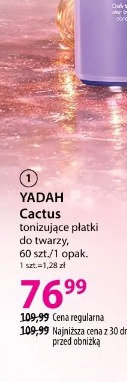 YADAH Cactus tonizujące płatki do twarzy