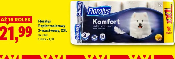 Floralys Papier toaletowy 3-warstwowy, XXL