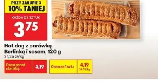 Hot dog z parówką Berlinka i sosem