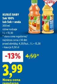 Kubuś Baby Sok 100% lub Sok + woda