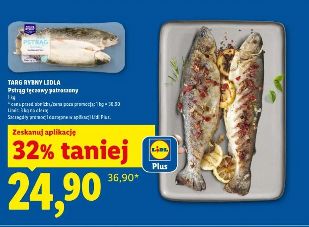 Targ Rybny Lidla Pstrąg tęczowy patroszony