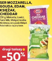 Ser mozzarella, gouda, edam, księżak, cheddar Mlekovita, Łowicz, Farm Milk, Mlekpol