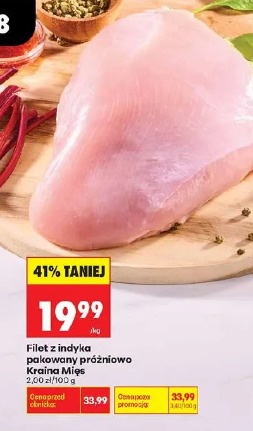 Filet z indyka pakowany próżniowo Kraina Mięs