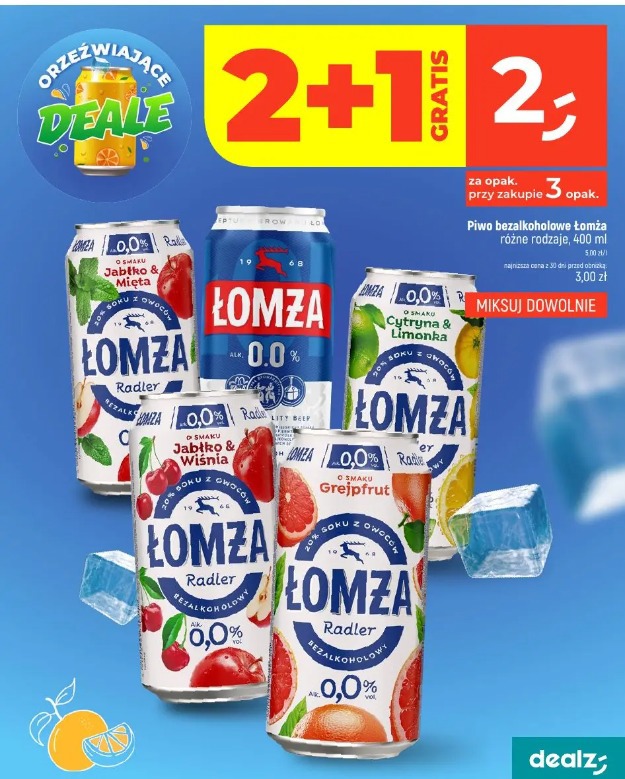 Piwo bezalkoholowe Łomża różne rodzaje