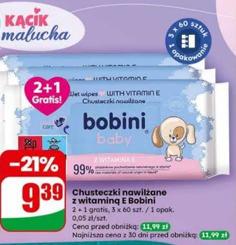 Chusteczki nawilżane z witaminą E Bobini