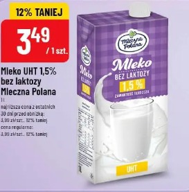 Mleko UHT 1,5% bez laktozy Mleczna Polana