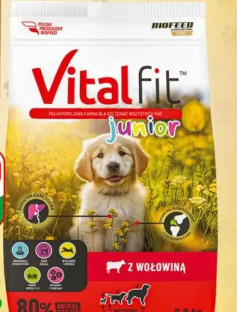 Sucha karma dla psaz wołowiną Vitalfit Junior