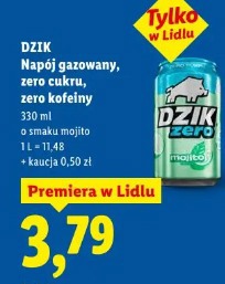 Dzik napój gazowany, zero cukru, zero kofeiny