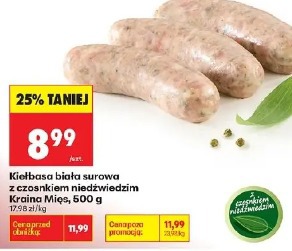 Kiełbasa biała surowa z czosnkiem niedźwiedzim Kraina Mięs