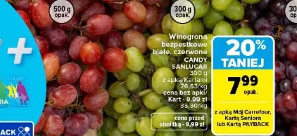 Winogrona bezpestkowe białe, czerwone CANDY SANLUCAR