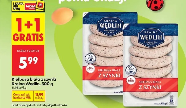 Kiełbasa biała z szynki Kraina Wędlin