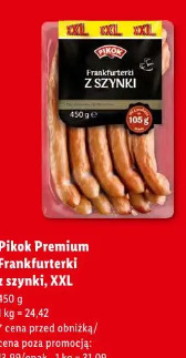 Pikok Premium Frankfurterki z szynki, XXL