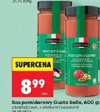 Sos pomidorowy Gusto Bello, 600 g z bazylią, z oliwkami i kaparami