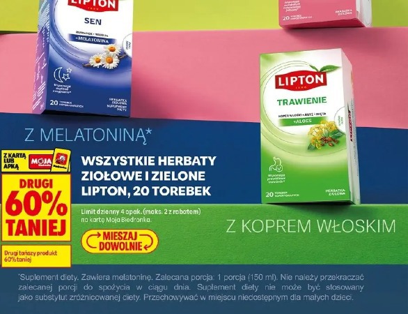 Lipton herbaty ziołowe i zielone, 20 torebek
