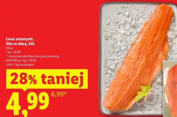 Łosoś atlantycki, filet ze skórą, XXL