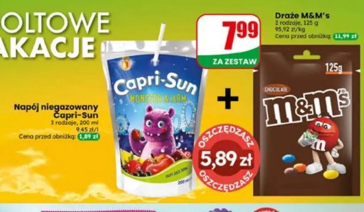 Napój niegazowany Capri-Sun + Draże M&M's