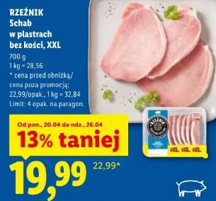 Rzeźnik Schab w plastrach bez kości, XXL