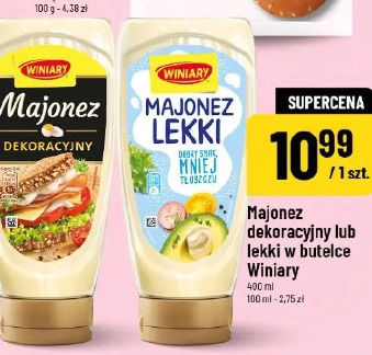 Majonez dekoracyjny lub lekki w butelce Winiary