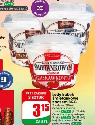 Lody kubek śmietankowe z sosem B&G