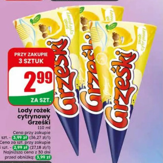 Lody rożek cytrynowy Grześki