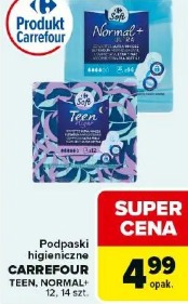 Podpaski higieniczne Carrefour Teen, Normal+