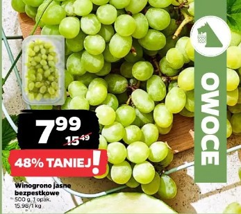Winogrono jasne bezpestkowe