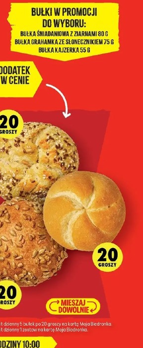 Bułka śniadaniowa z ziarnami, bułka grahamka ze słonecznikiem, bułka kajzerka