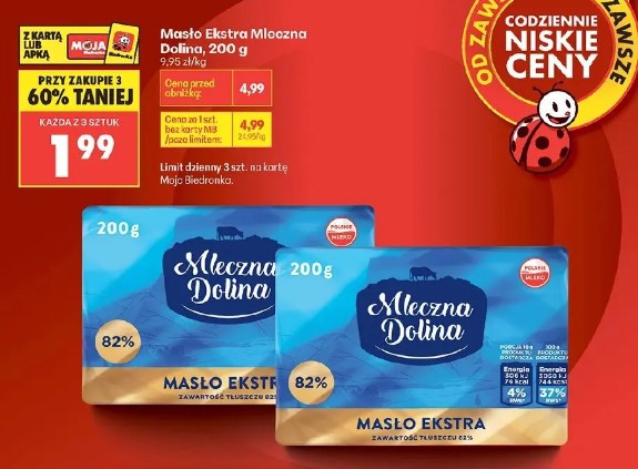Masło Ekstra Mleczna Dolina, 200g