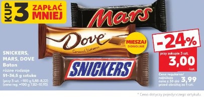 Snickers, Mars, Dove Baton różne rodzaje 51-36,5 g sztuka