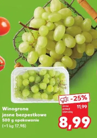 Winogrona jasne bezpestkowe