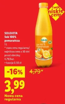 SOLEVITA Sok 100% pomarańcza