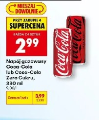 Napój gazowany Coca-Cola lub Coca-Cola Zero Cukru