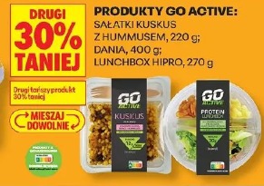 Produkty Go Active: sałatki kuskus z hummusem, dania, lunchbox Hipro