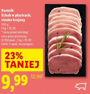 Rzeźnik schab w plastrach, cienko krojony