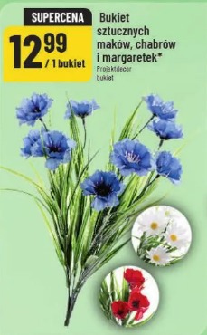 Bukiet sztucznych maków, chabrów i margaretek