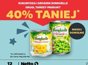 Kukurydza i groszek Bonduelle drugi, tańszy produkt