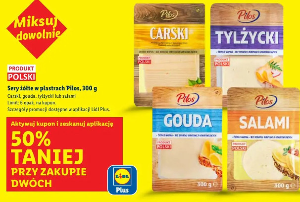 Sery żółte w plastrach Pilos