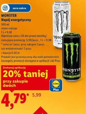 Monster Napój energetyczny różne rodzaje