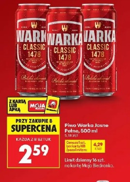 Piwo Warka Jasne Pełne