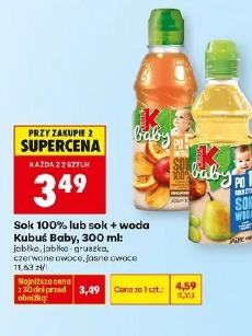 Sok 100% lub sok + woda Kubuś Baby