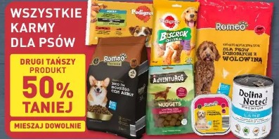 Wszystkie karmy dla psów drugi tańszy 50% taniej